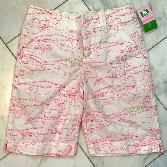 NWT Lilly Pulitzer Resort Fit Alligator Embroidered 9” Bermuda shorts size 2 - Picture 1 of 9